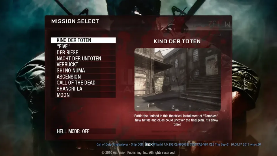 Map selection graphic from the BO1 Zombies browser project